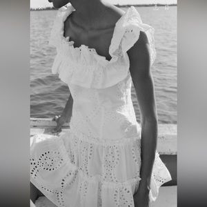 Zara Eyelet Strapless Mini Dress